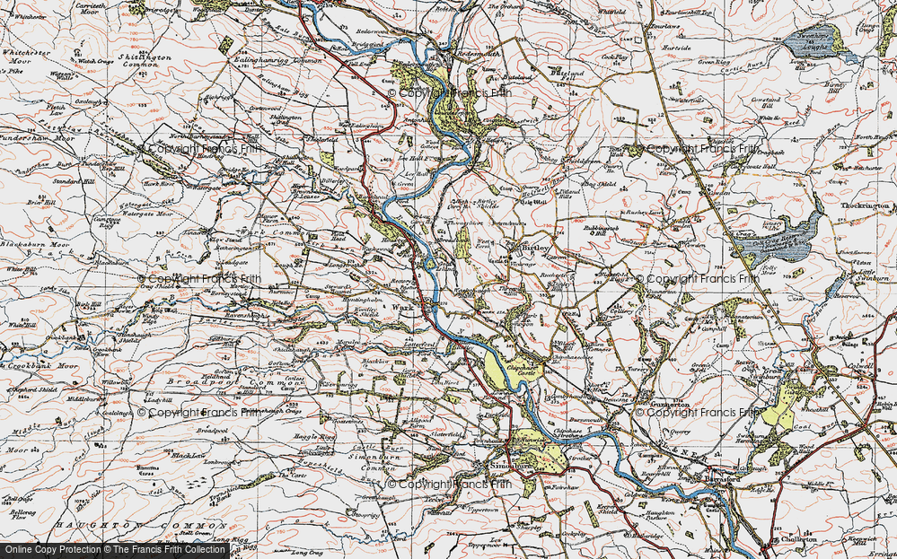 Old Map of Historic Map covering Bleaklaw in 1925