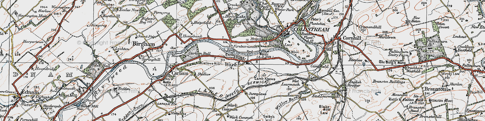 Old map of Wark in 1926
