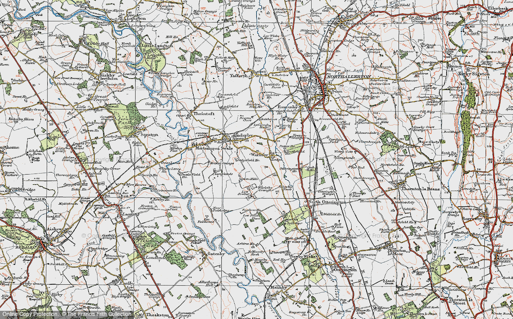Old Map of Warlaby, 1925 in 1925