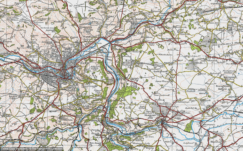 Old Map of Historic Map covering Bathford Hill in 1919
