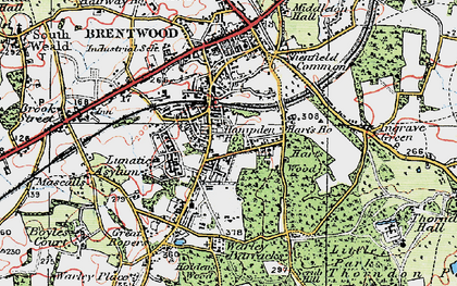 Old map of Barrack Wood in 1920