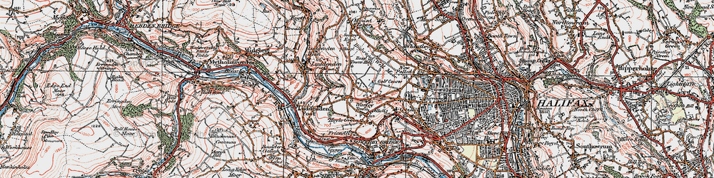 Old map of Warley Town in 1925