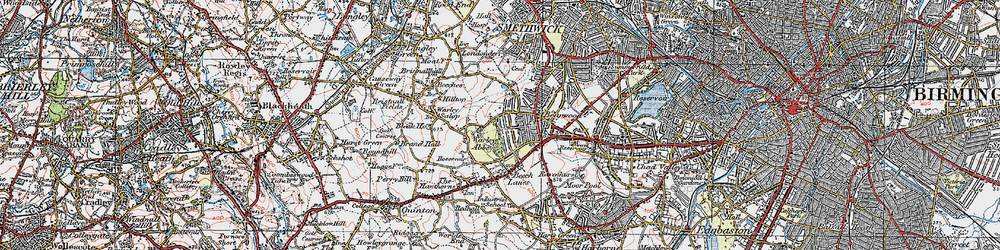 Old map of Warley Woods in 1921