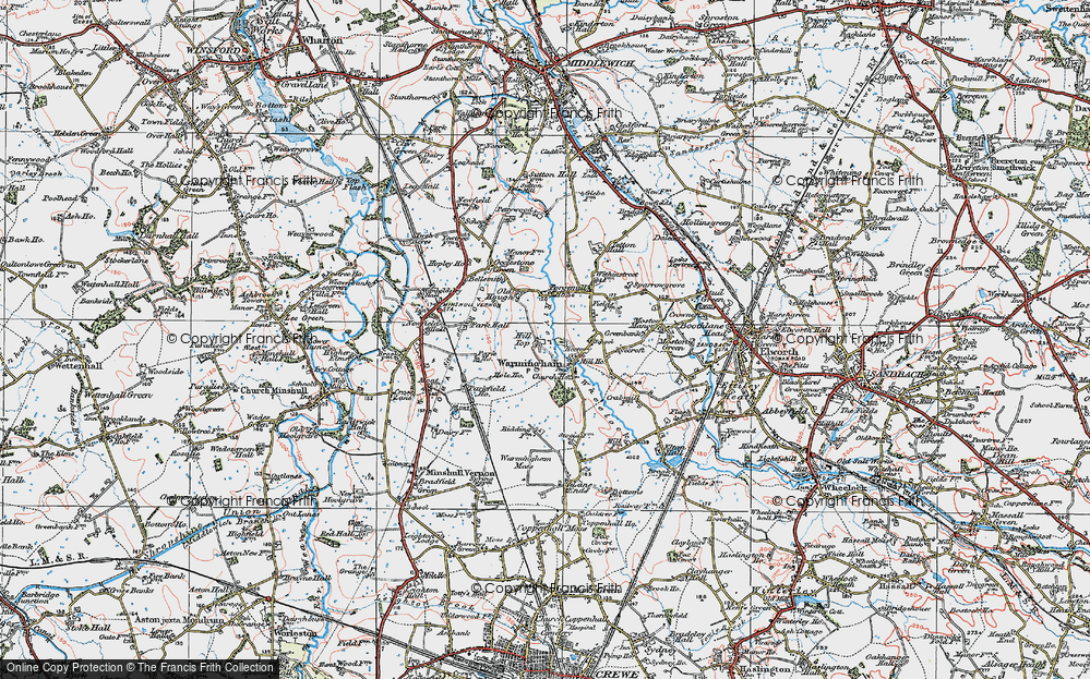 Old Map of Warmingham, 1923 in 1923