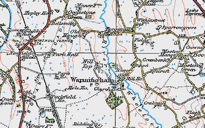 Old map of Warmingham in 1923