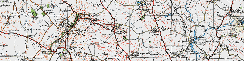 Old map of Warmington in 1919