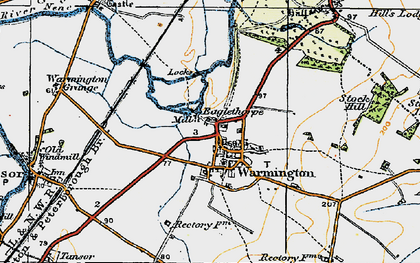 Old map of Warmington in 1920