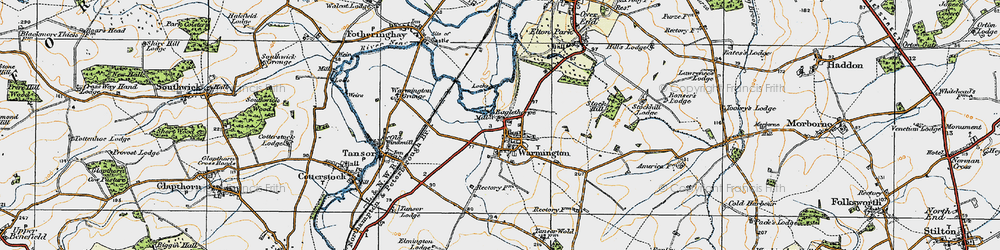 Old map of Warmington in 1920