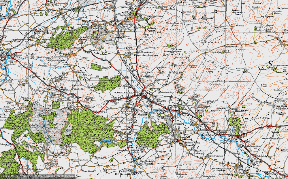 Old Map of Historic Map covering Arn Hill Down in 1919