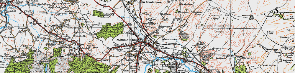 Old map of Warminster in 1919