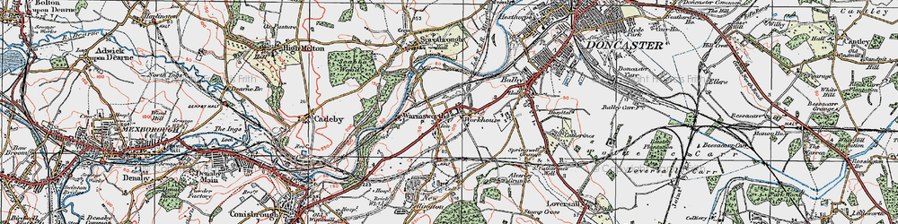 Old map of Warmsworth in 1923