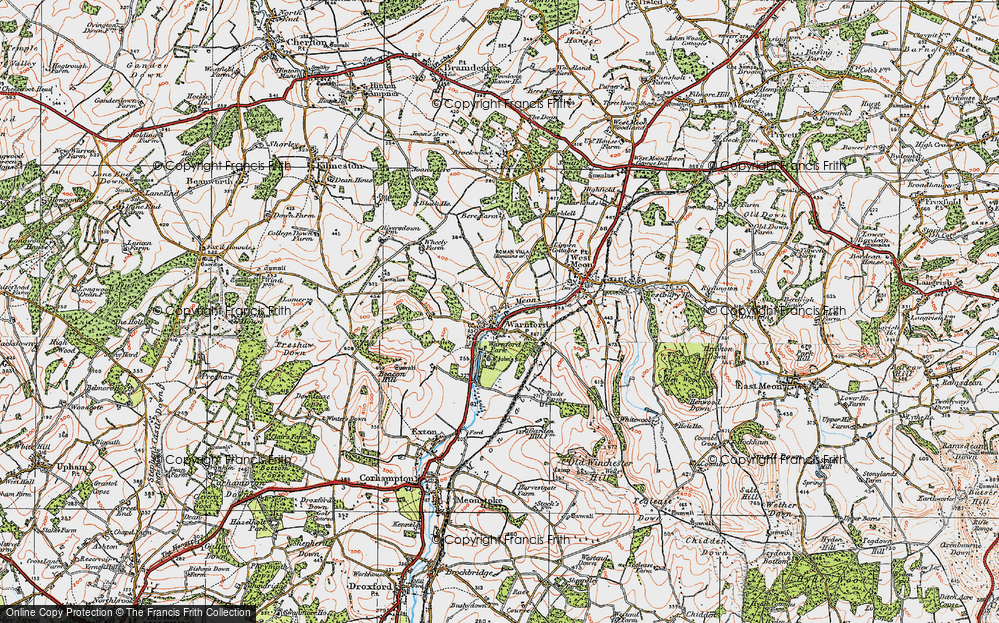 Old Map of Warnford, 1919 in 1919