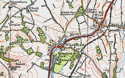 Old map of Wheely Down in 1919