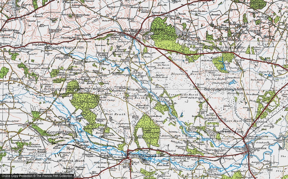 Old Map of Historic Map covering Bere Heath in 1919