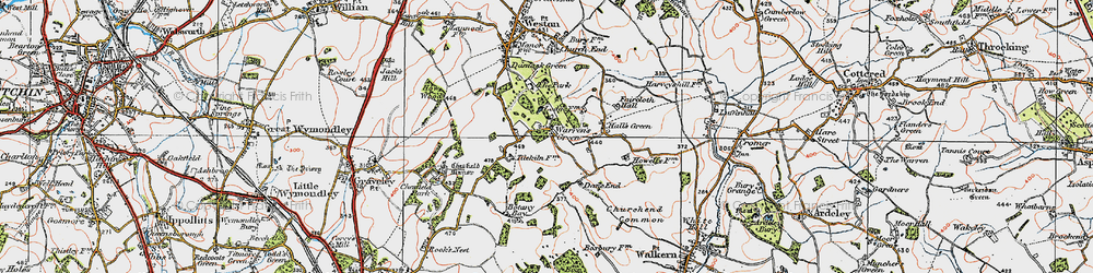 Old map of Warren's Green in 1919