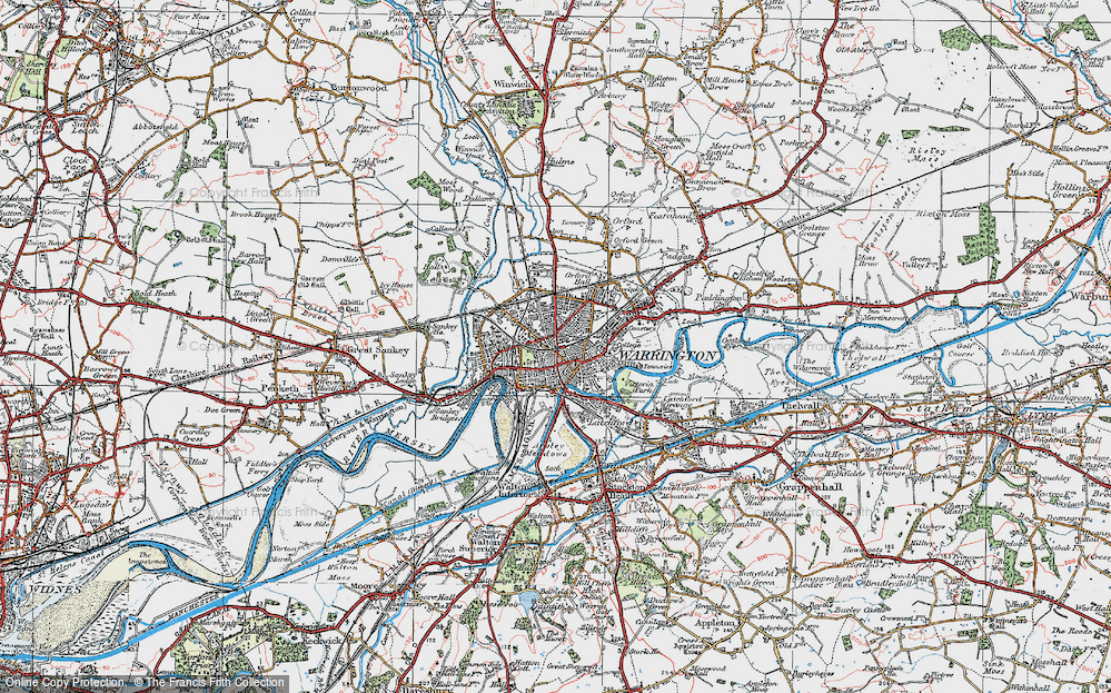 Old Map of Warrington, 1923 in 1923