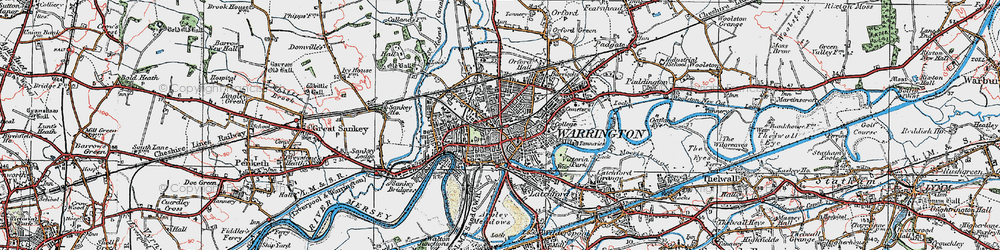 Old map of Warrington in 1923