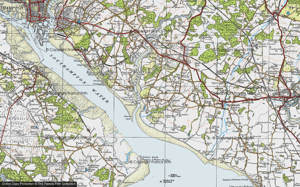Old Map of Warsash, 1919 in 1919