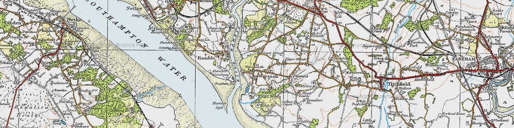 Old map of Warsash in 1919