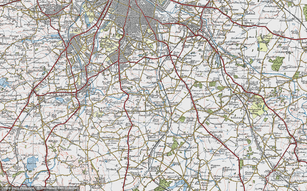 Old Map of Warstock, 1921 in 1921
