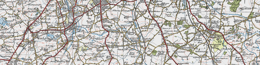 Old map of Warstock in 1921