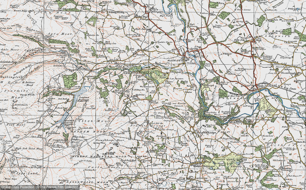 Old Map of Historic Map covering Blackhill Ho in 1925