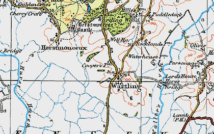 Old map of Wartling in 1920