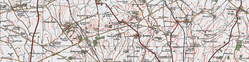 Old map of Wartnaby in 1921