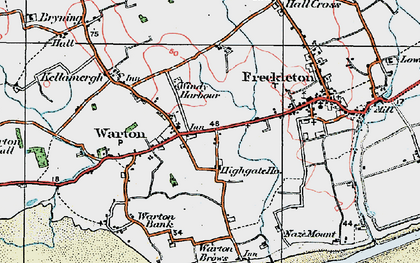 Old map of Warton in 1924
