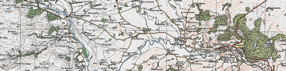 Old map of Warton in 1925