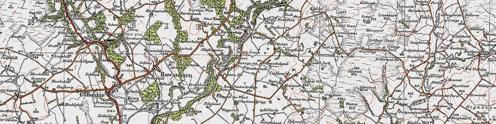 Old map of Liddel Water in 1925