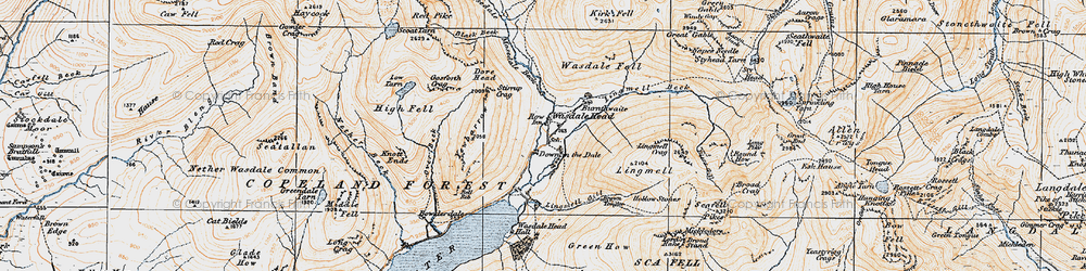 Old map of Wasdale Head in 1925