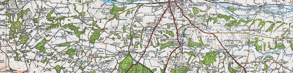 Old map of Wash Common in 1919