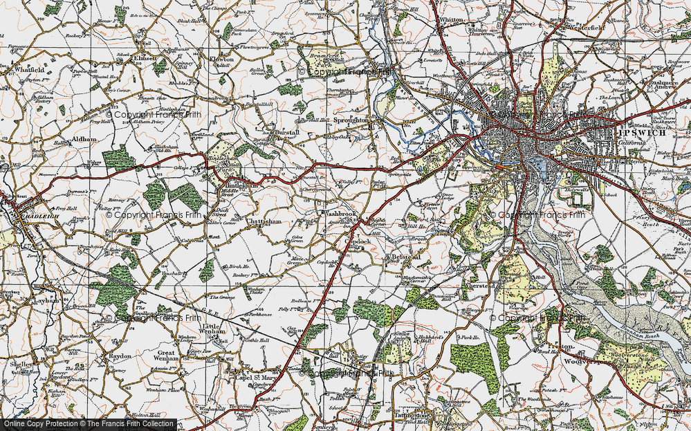 Old Map of Washbrook, 1921 in 1921