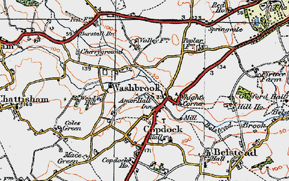 Old map of Washbrook in 1921