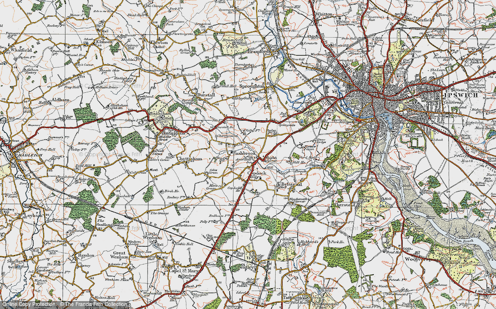 Old Map of Washbrook Street, 1921 in 1921