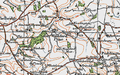 Old map of Washford Pyne in 1919