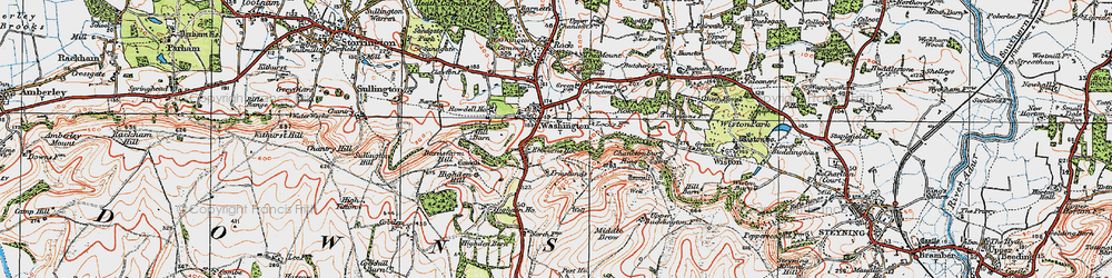 Old map of Chanctonbury Ring in 1920