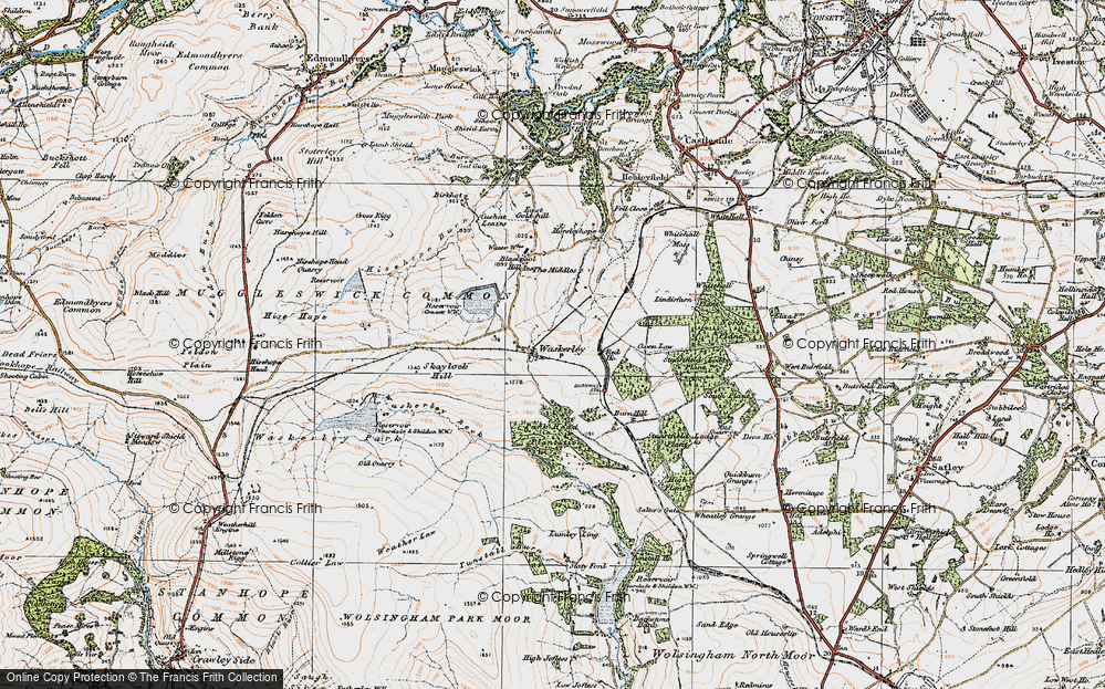 Old Map of Waskerley, 1925 in 1925
