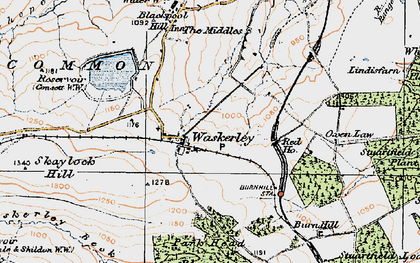Old map of Waskerley in 1925