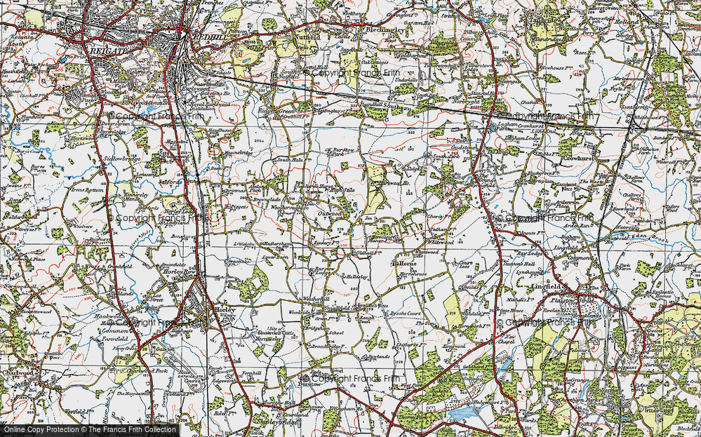 Old Map of Historic Map covering Outwood Common in 1920