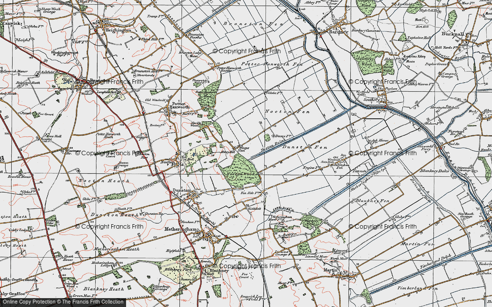 Old Map of Historic Map covering Blankney Wood in 1923