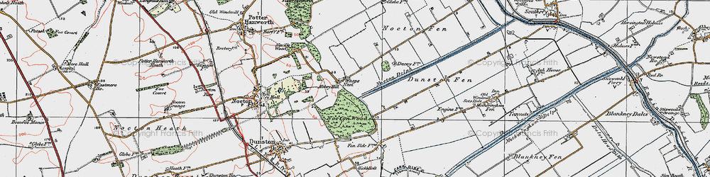 Old map of Nocton Fen in 1923