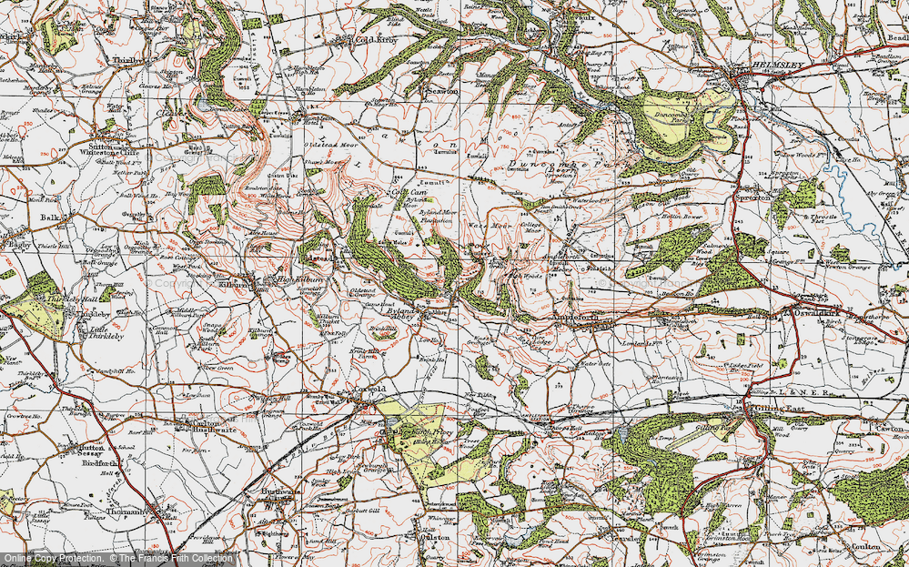 Old Map of Historic Map covering Tom Smith's Cross in 1925
