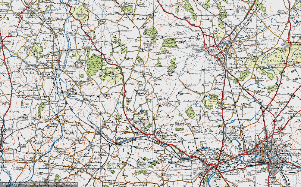 Old Map of Historic Map covering Beausale Ho in 1919