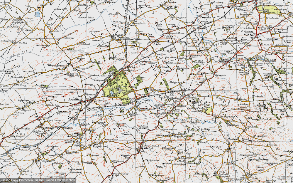 Old Map of Historic Map covering Aldersceugh in 1925
