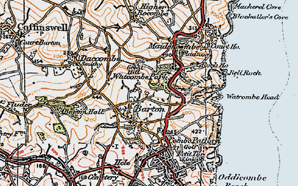 Old map of Watcombe in 1919