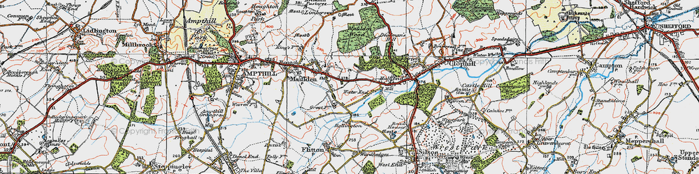 Old map of Water End in 1919