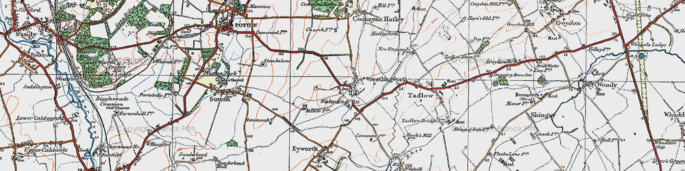 Old map of Water End in 1919