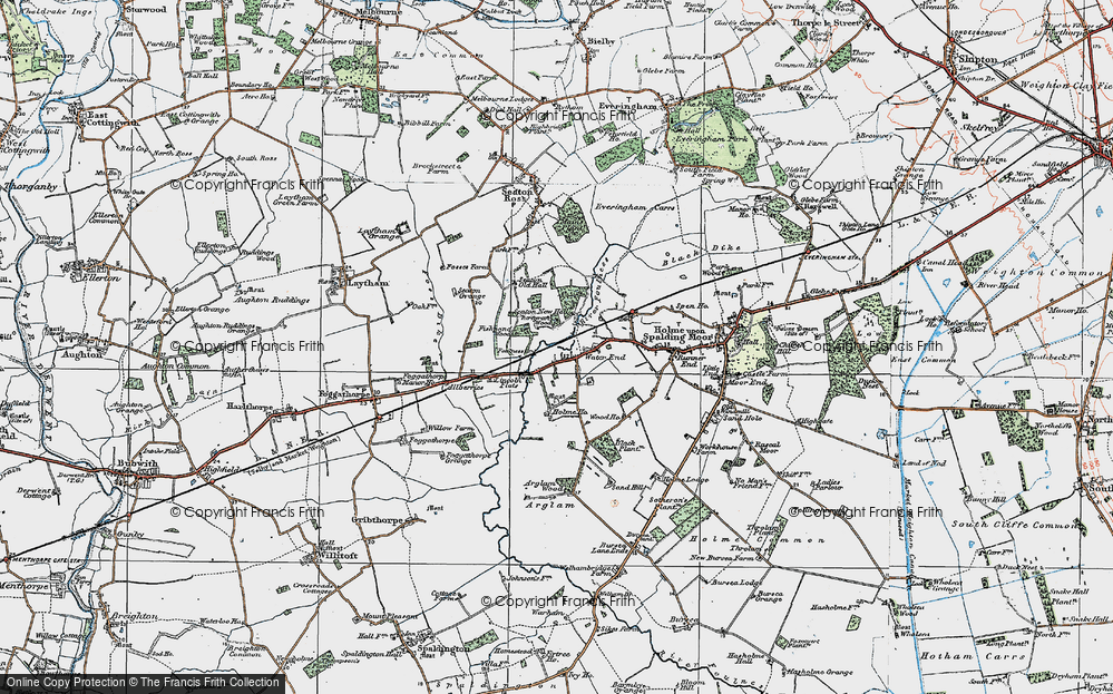 Old Map of Historic Map covering Arglam Wood in 1924